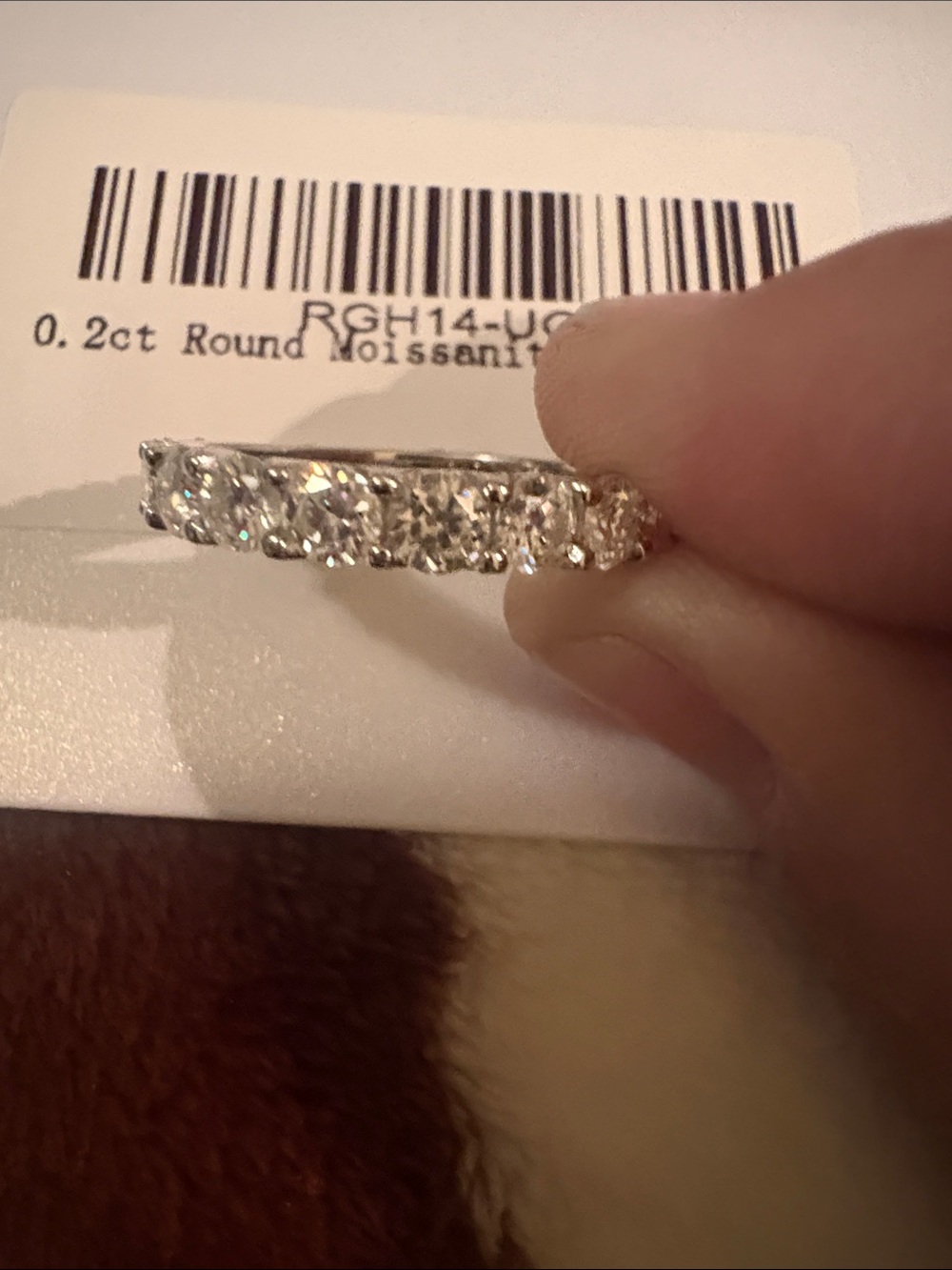 Elegant Sterling Silver Eternity Band with Round White Stones Moissanite.
